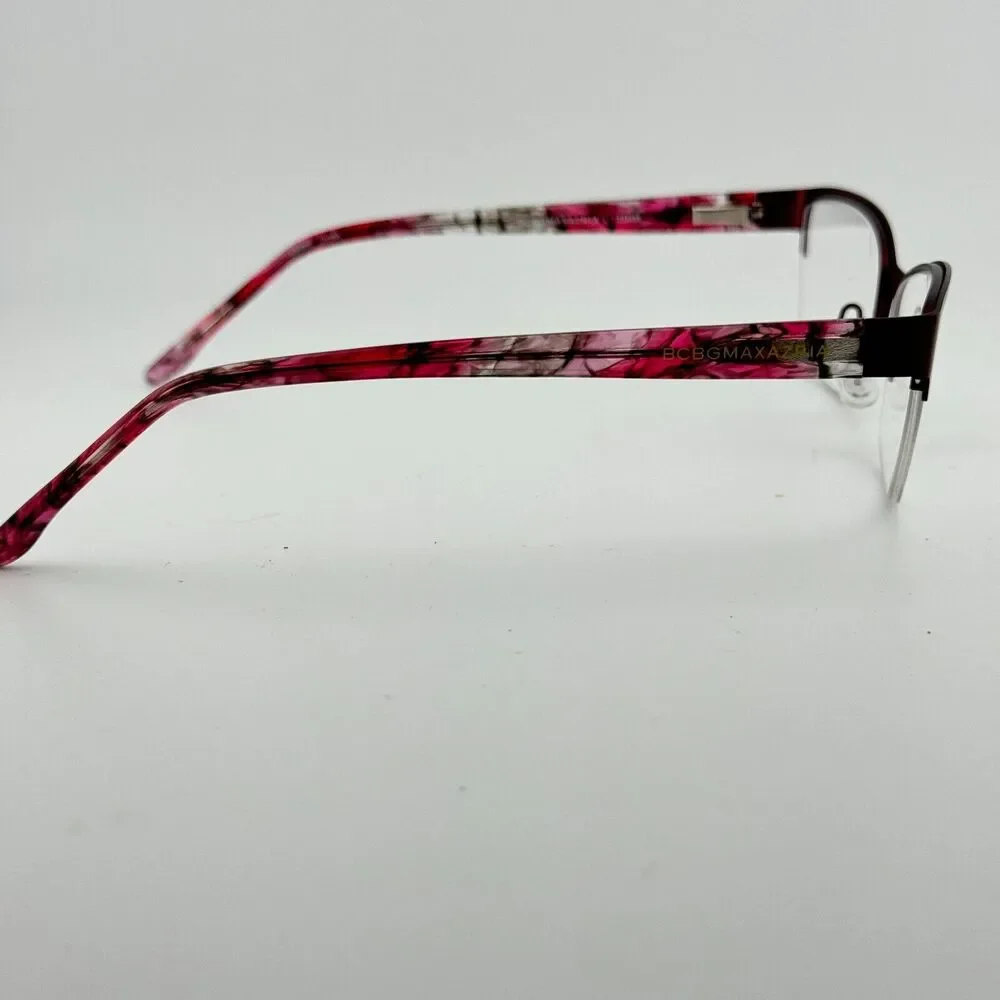 BCBG Maxazria Cat Eye Half Rim Frame Eyeglasses‎ Kana Wine 53 17 135 H13415